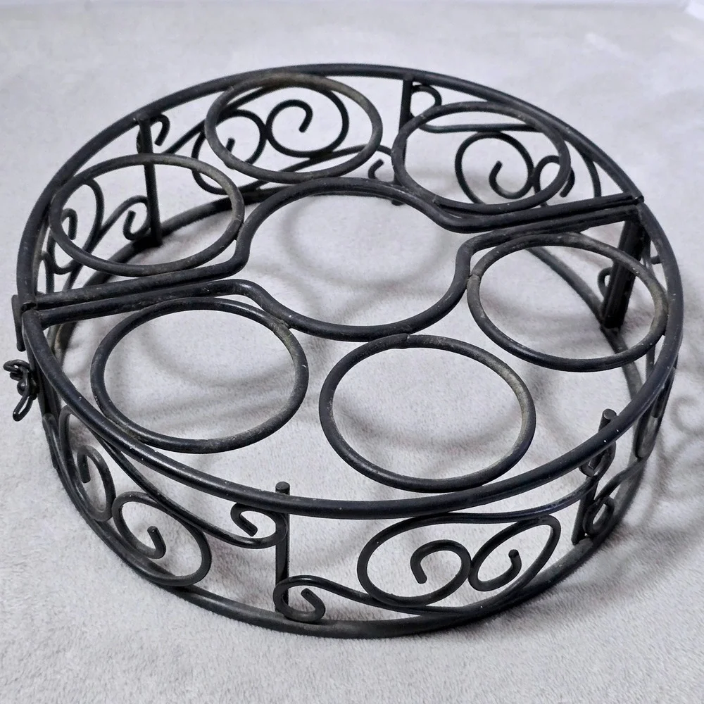 Vintage Black Metal 7-Candle Holder Folding Scrollwork Centerpiece